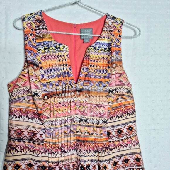 Rabbit Petite Women's Boho Colorful Sleeveless  Dress Size 10 - Picture 5 of 12